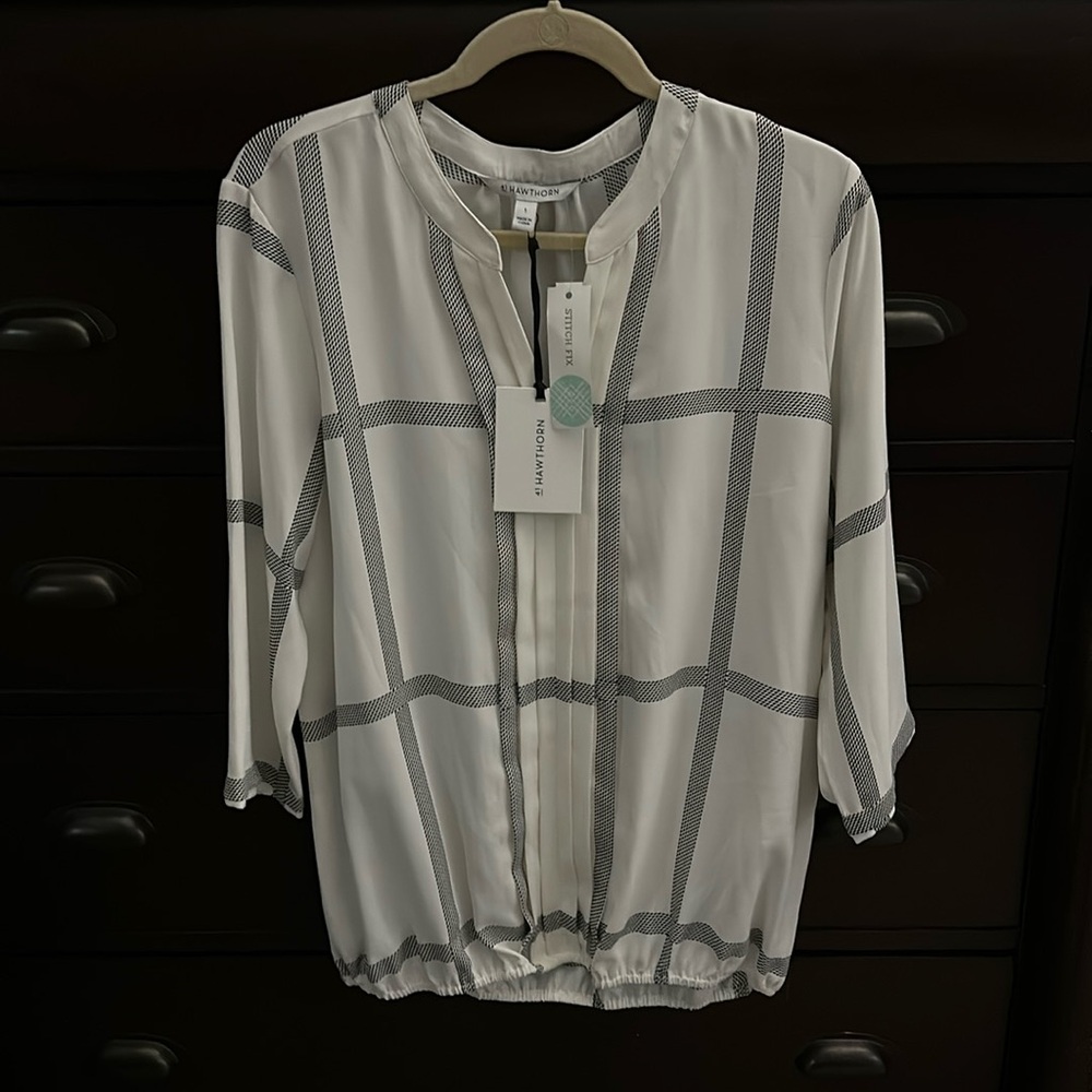 Brand new with tags 41 Hawthorne size L black & white Stitchfix polyester top